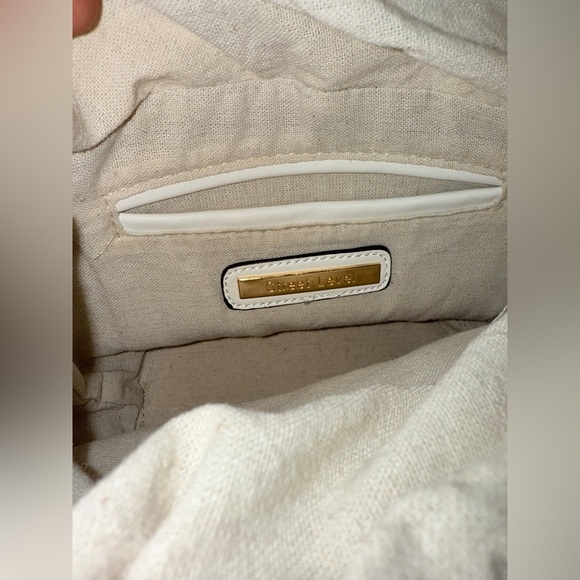 Street Level Knotted Cage Faux Leather Bucket Women's Bag White/Brown - Picture 7 of 10